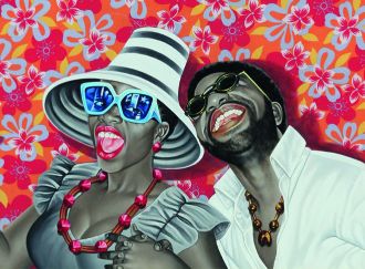 beaute-congo-cartier-art-contemporain poster of a black with sunglasses and couple smiling